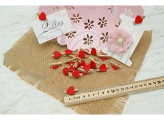 Packaging, Small, Decorative pegs, red heart (3cm) - Pack of 25